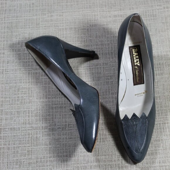 Bally of Switzerland Grey Tulip Leather Heels Sz: 8N - Picture 1 of 7